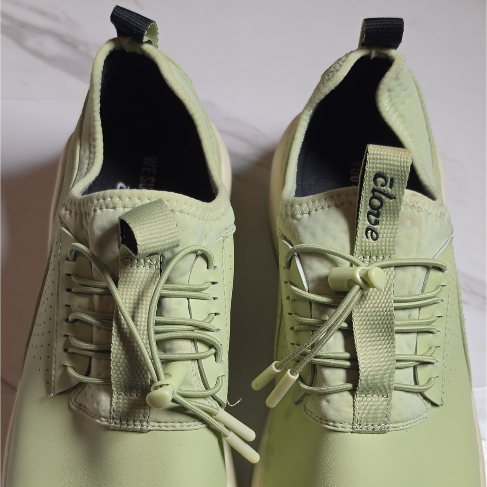 Clove Men's‎ Low Top Drawstring Athletic Sneaker Light Green Breathable Rubber